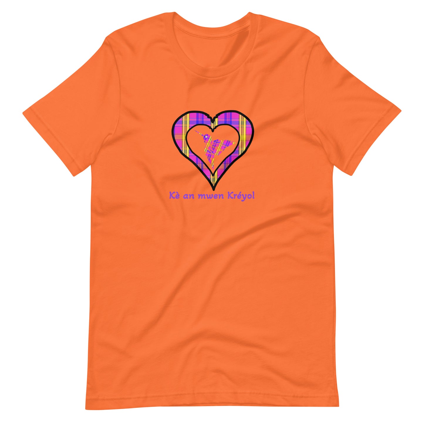 T-shirt ajusté Unisexe Coeur Madras Violet Kè an mwen