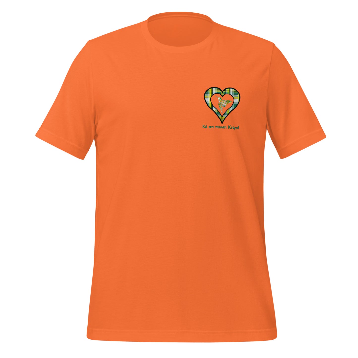 T-shirt ajusté Unisexe Coeur poitrine Madras Vert Kè an mwen