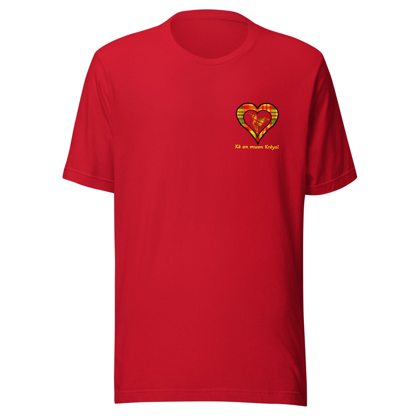 T-shirt ajusté Unisexe Coeur poitrine Madras Sunshine Kè an mwen