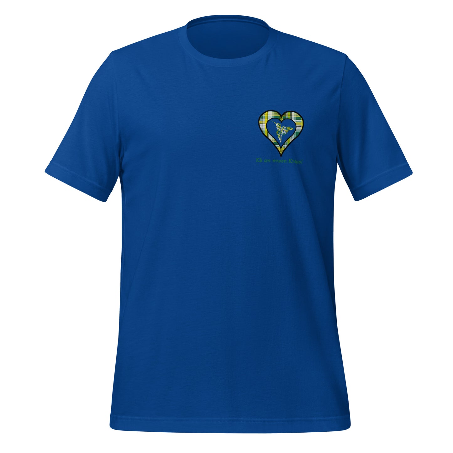 T-shirt ajusté Unisexe Coeur poitrine Madras Vert Kè an mwen