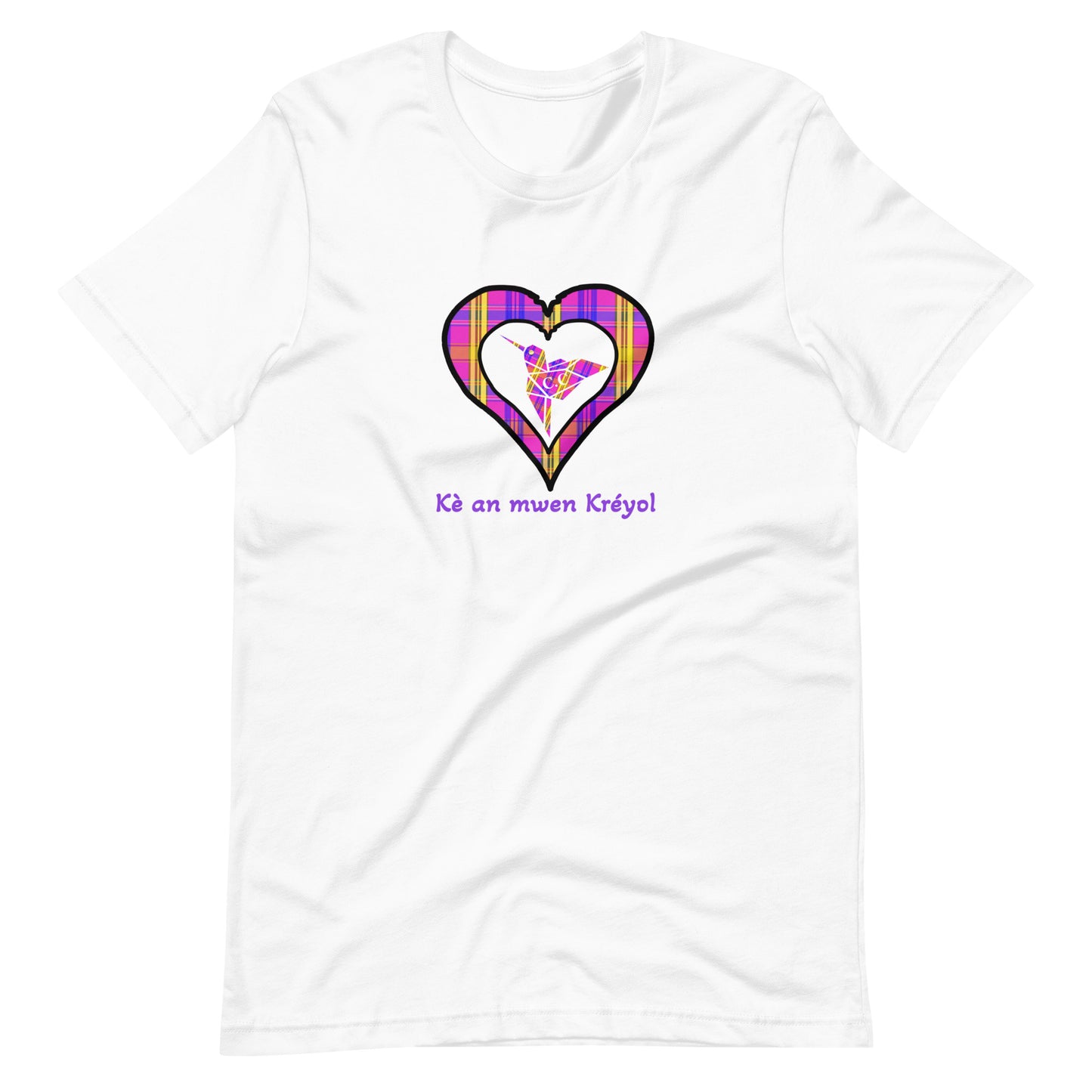 T-shirt ajusté Unisexe Coeur Madras Violet Kè an mwen