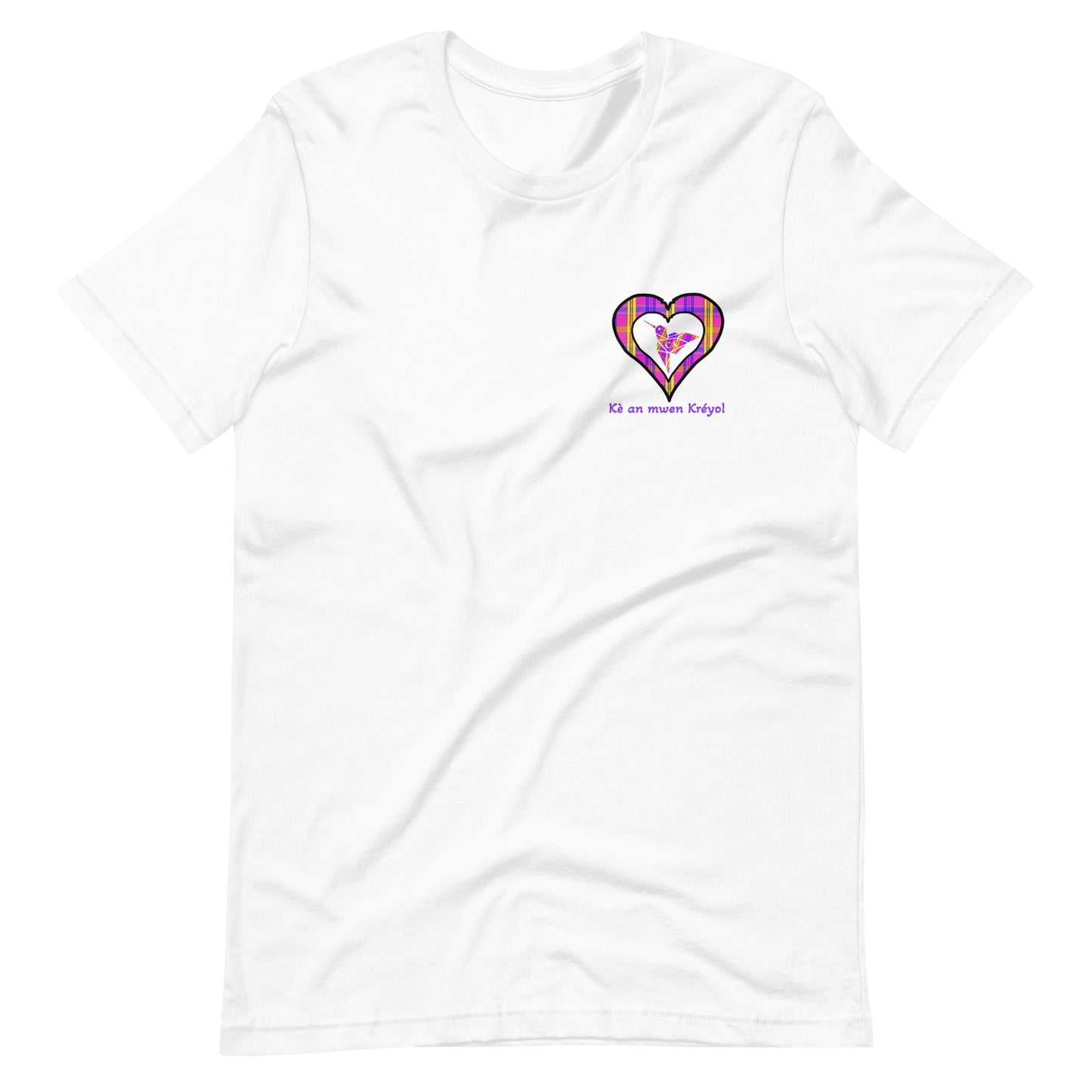 Camiseta ajustada unisex con pecho en forma de corazón Madras Purple Kè an mwen