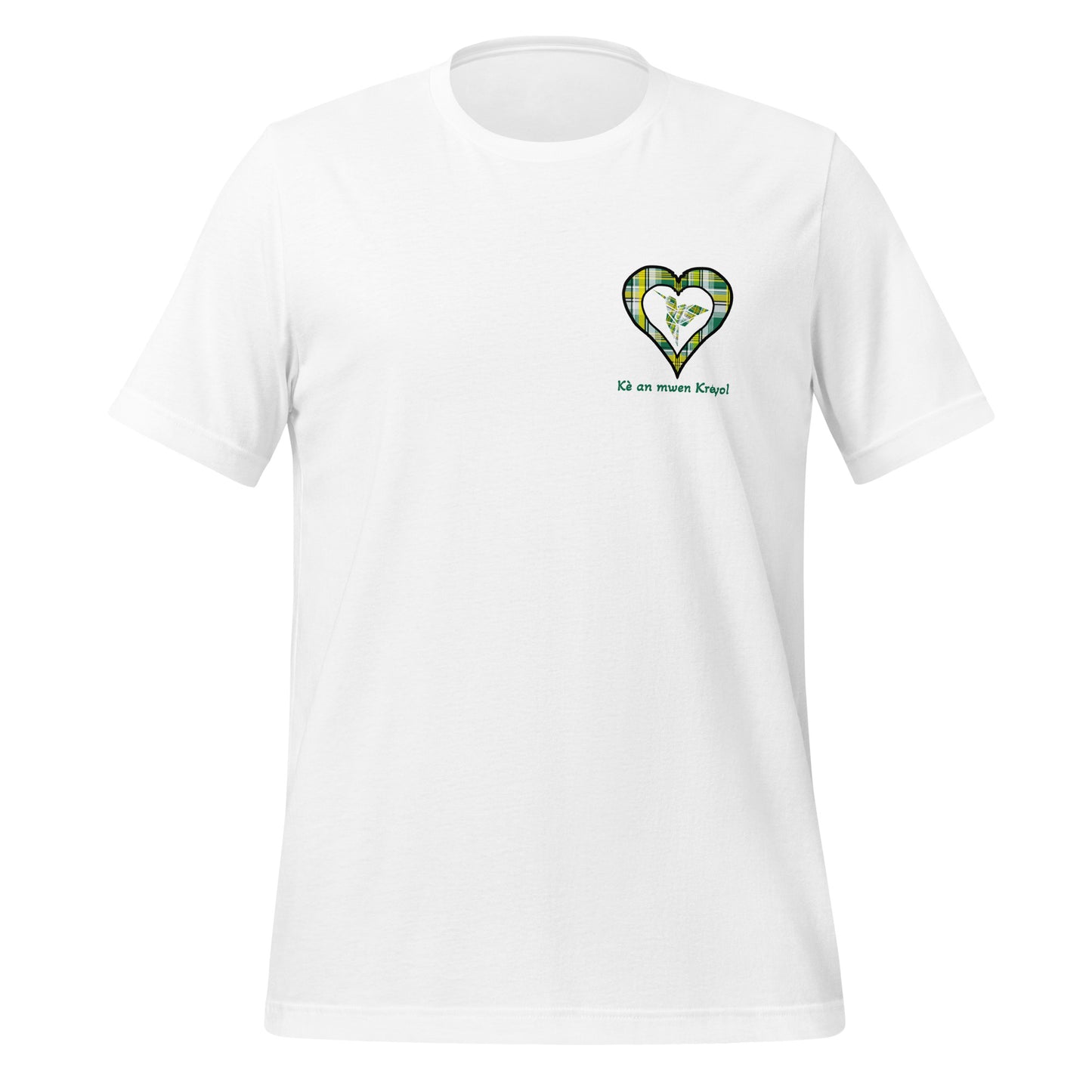 T-shirt ajusté Unisexe Coeur poitrine Madras Vert Kè an mwen
