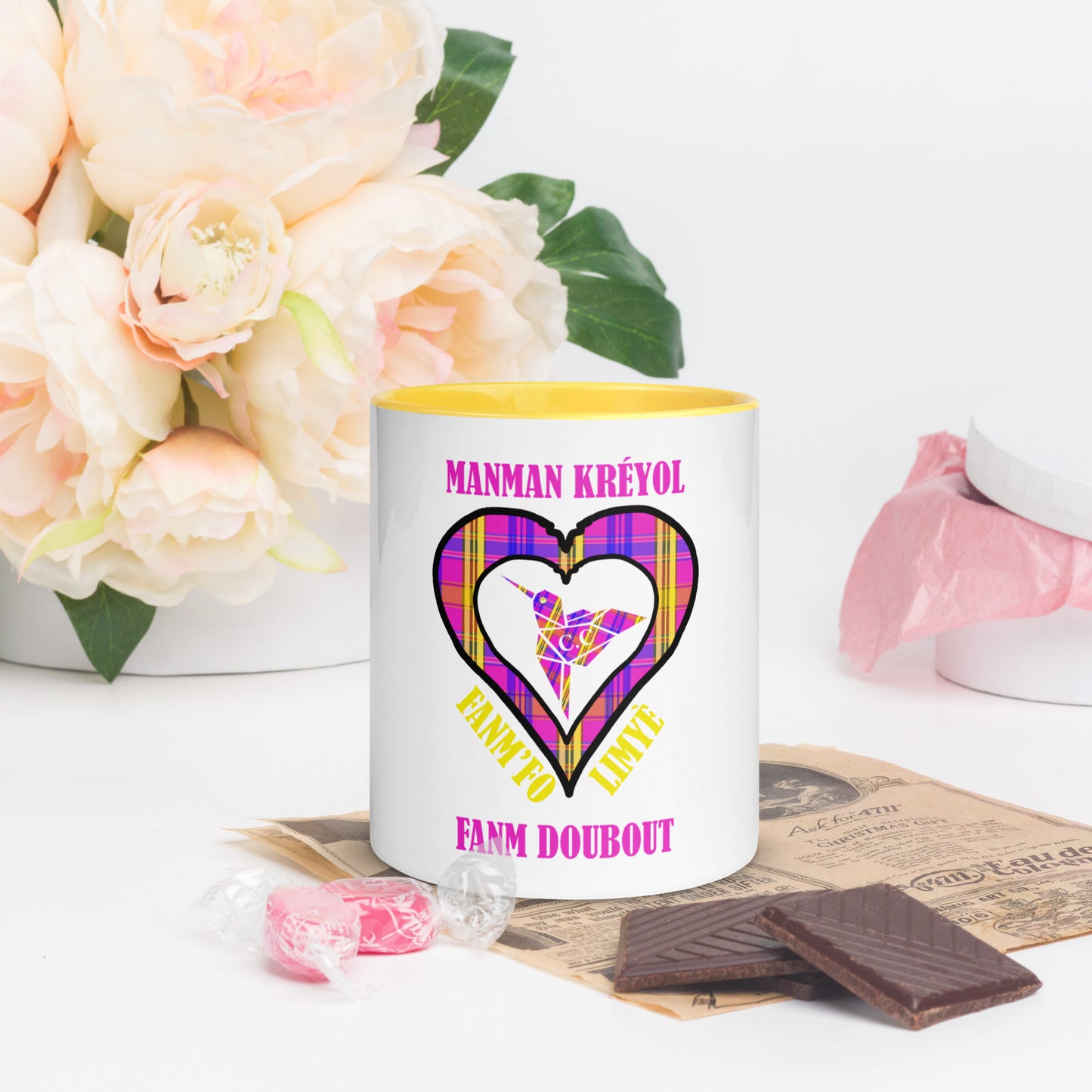 Mug Coloré Manman Kréyol Madras Violet