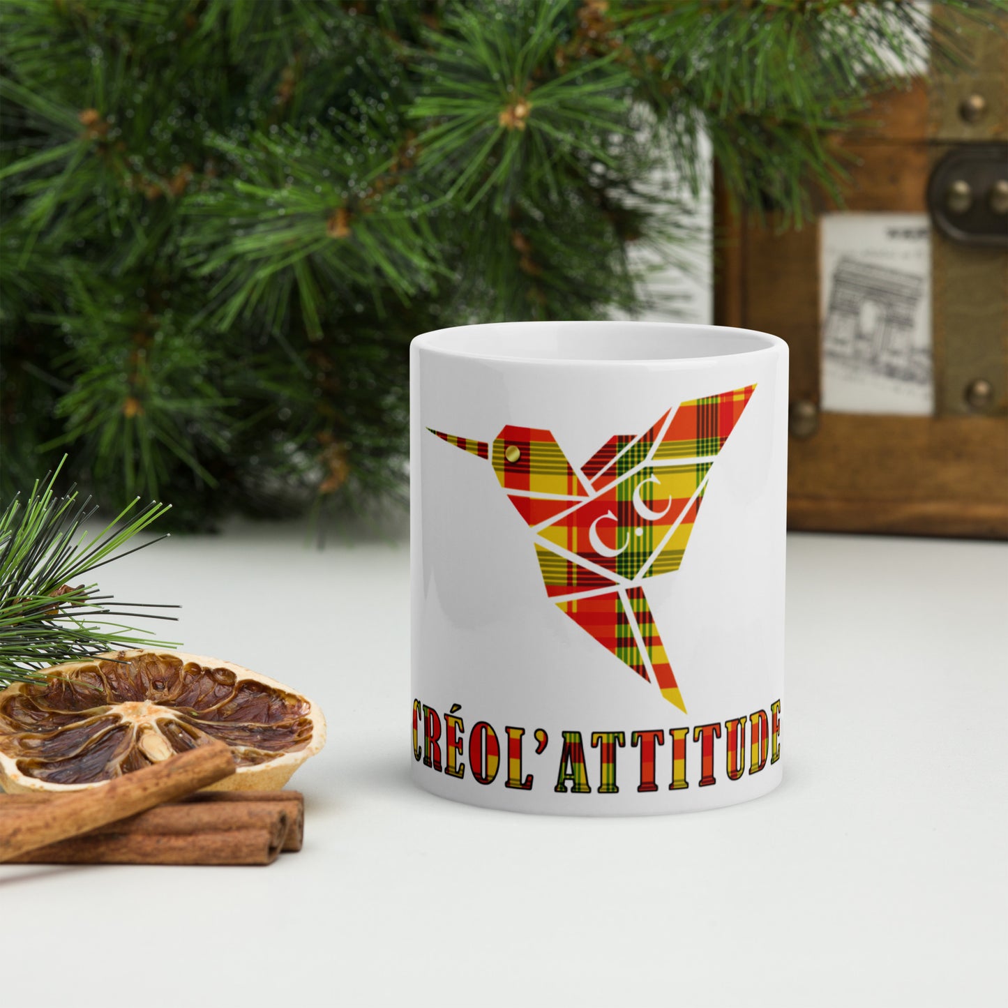 Mug Blanc Brillant Créol'Attitude Madras Sunshine