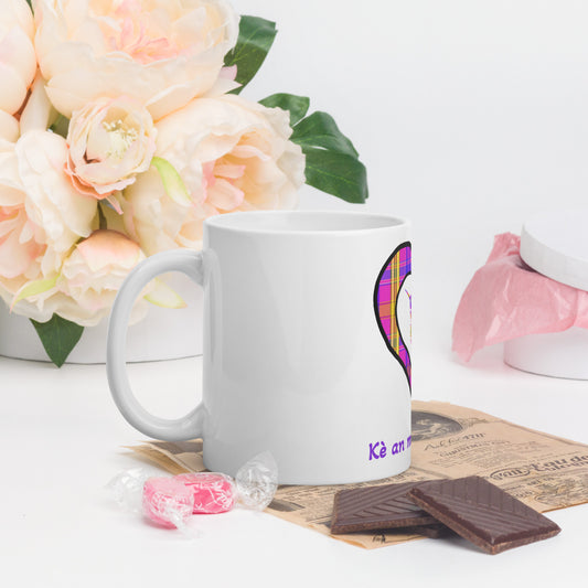 Mug Blanc Brillant Madras violet kè an mwen