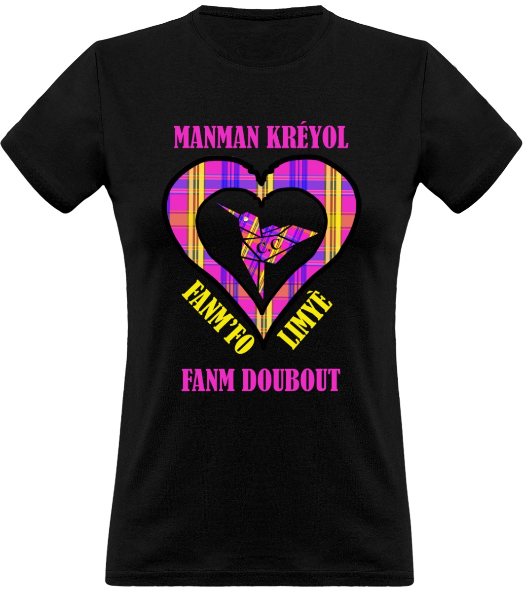 Colibri Madras Vyolèt/Violet T-shirt Manman Kréyol Fanm fo