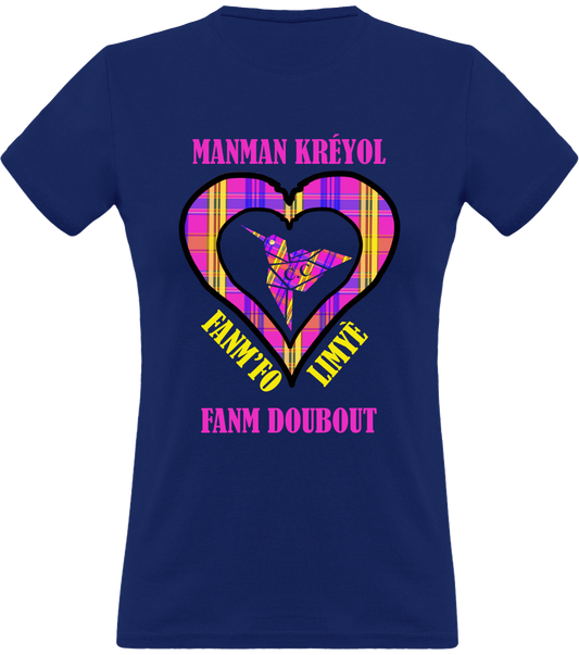 Colibri Madras Vyolèt/Violet T-shirt Manman Kréyol Fanm fo