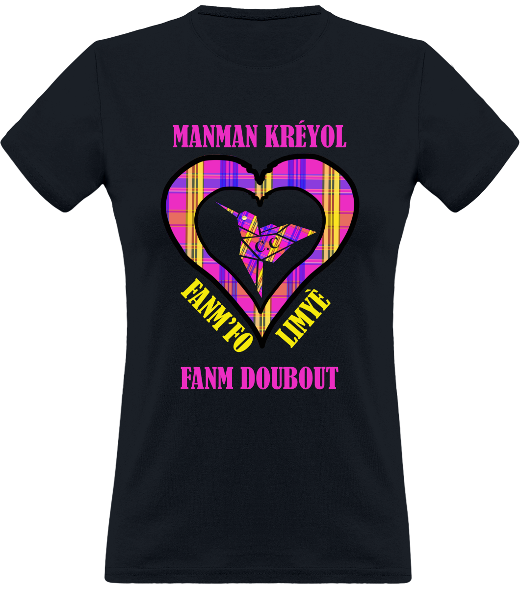 Colibri Madras Vyolèt/Violet T-shirt Manman Kréyol Fanm fo