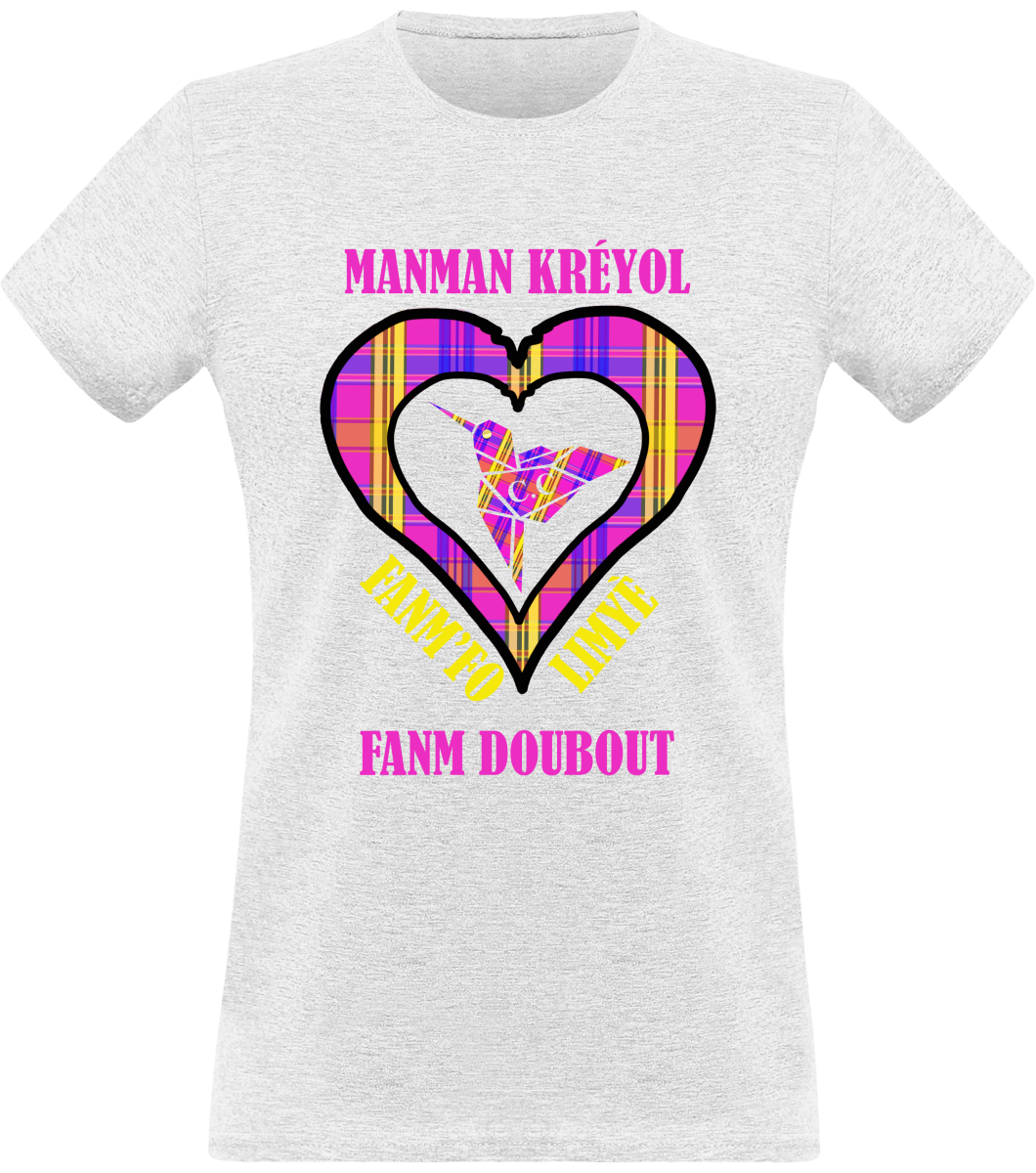 Colibri Madras Vyolèt/Violet T-shirt Manman Kréyol Fanm fo