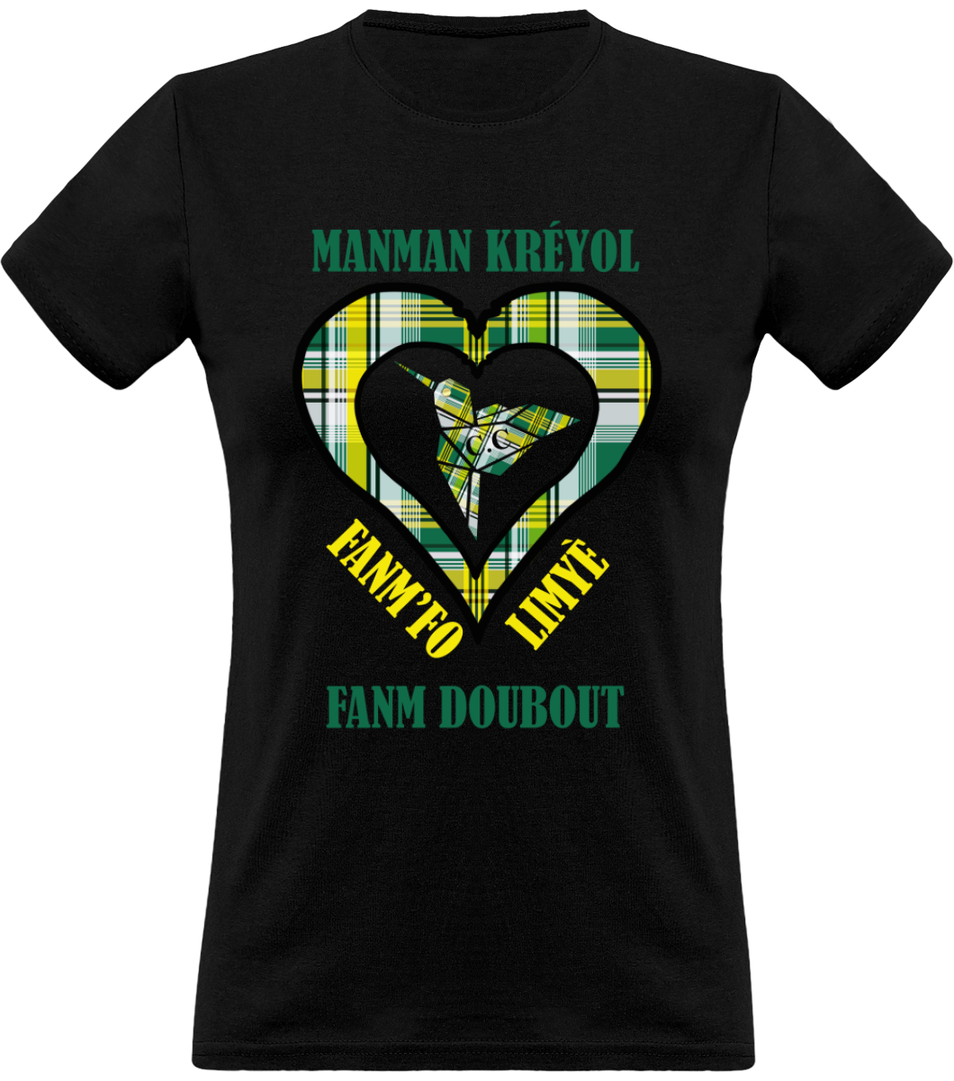 Colibri Madras Vèw/Vert T-Shirt Manman Kréyol Fanm fo
