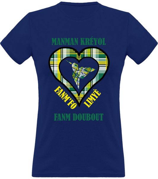 Colibri Madras Vèw/Vert T-Shirt Manman Kréyol Fanm fo