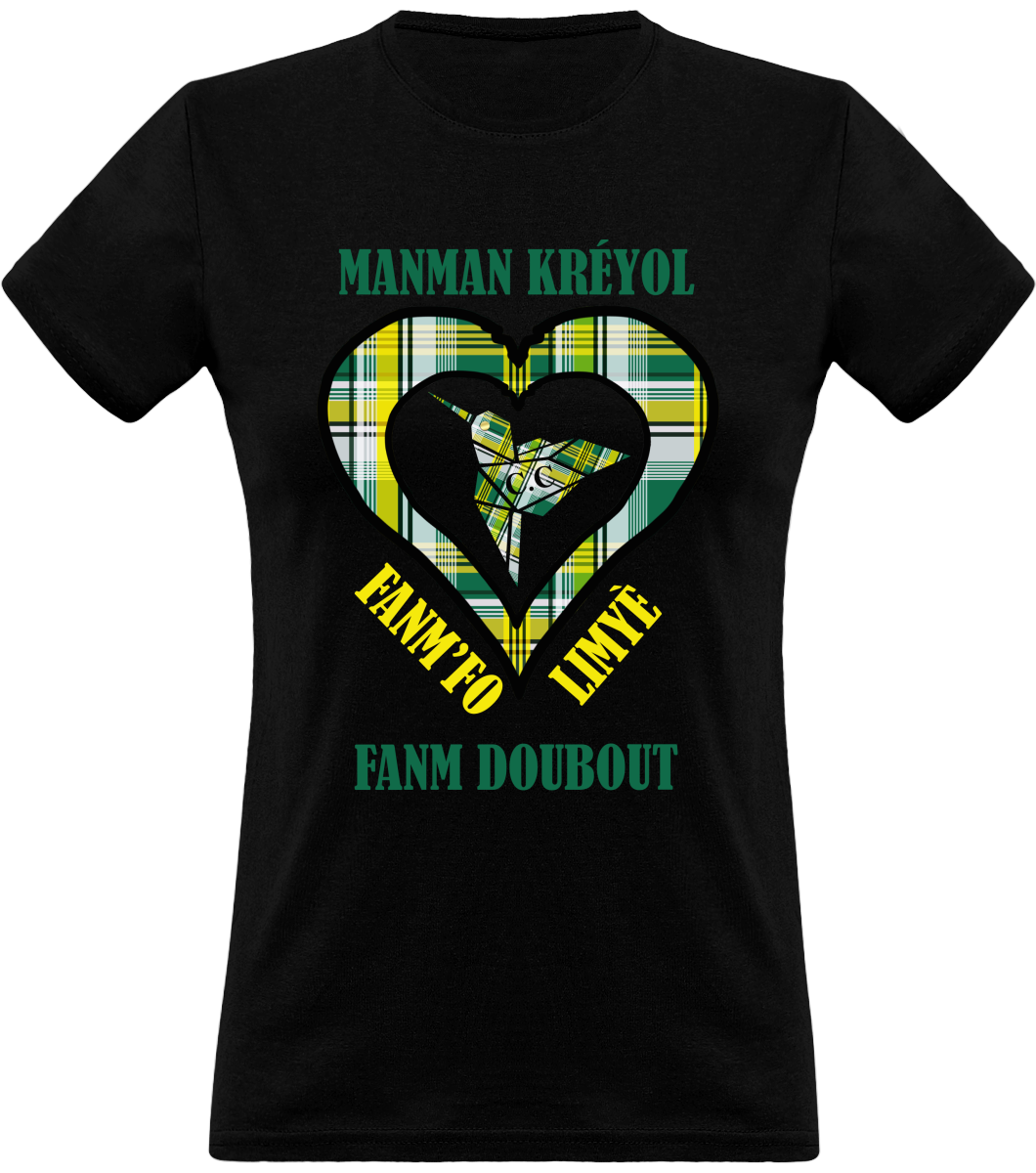 Colibri Madras Vèw/Vert T-Shirt Manman Kréyol Fanm fo