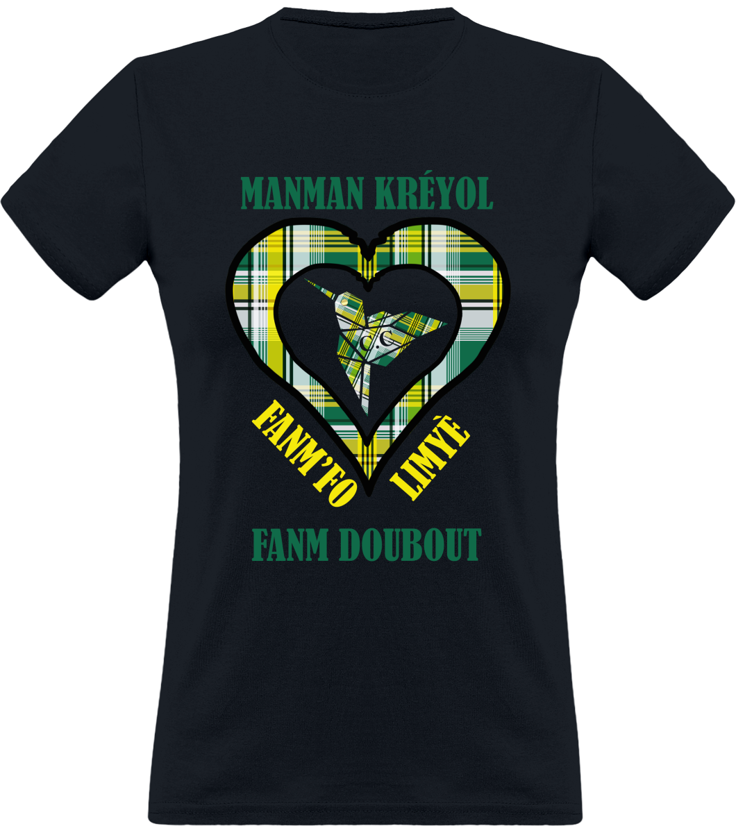 Colibri Madras Vèw/Vert T-Shirt Manman Kréyol Fanm fo