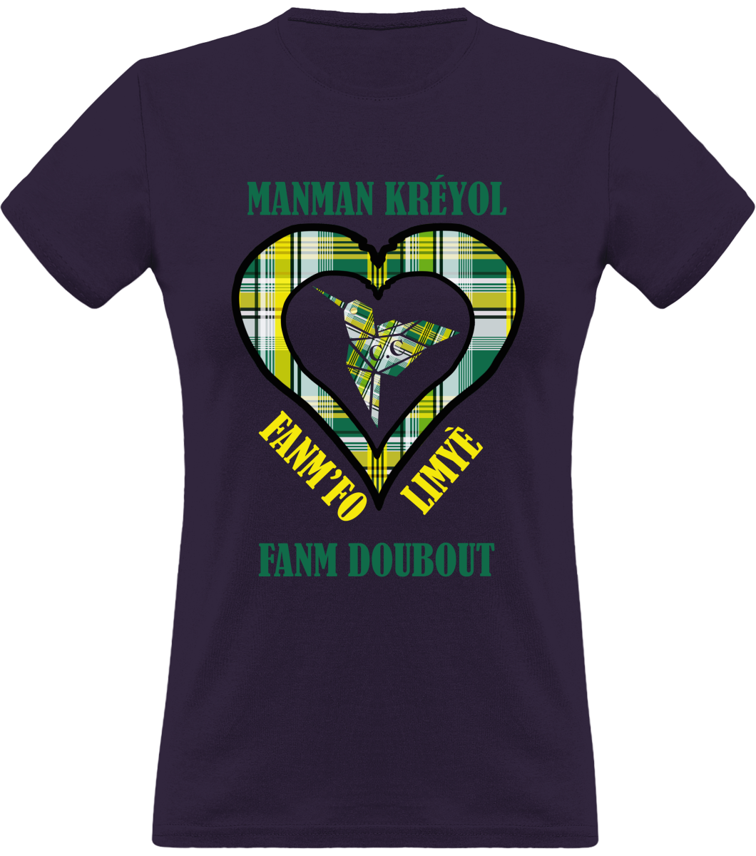 Colibri Madras Vèw/Vert T-Shirt Manman Kréyol Fanm fo