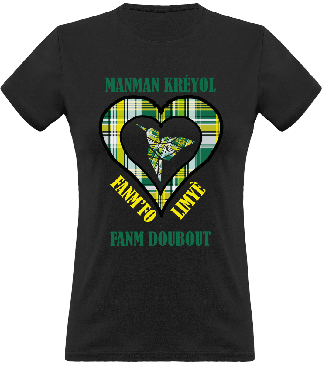 Colibri Madras Vèw/Vert T-Shirt Manman Kréyol Fanm fo