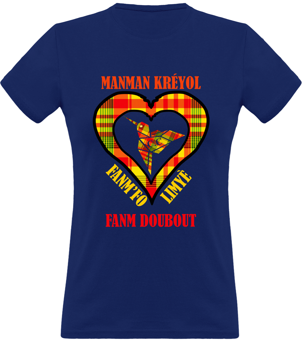 Colibri Madras Jon/Sunshine T-shirt Manman Kréyol Fanm fo