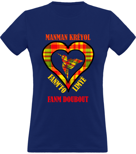 Colibri Madras Jon/Sunshine T-shirt Manman Kréyol Fanm fo