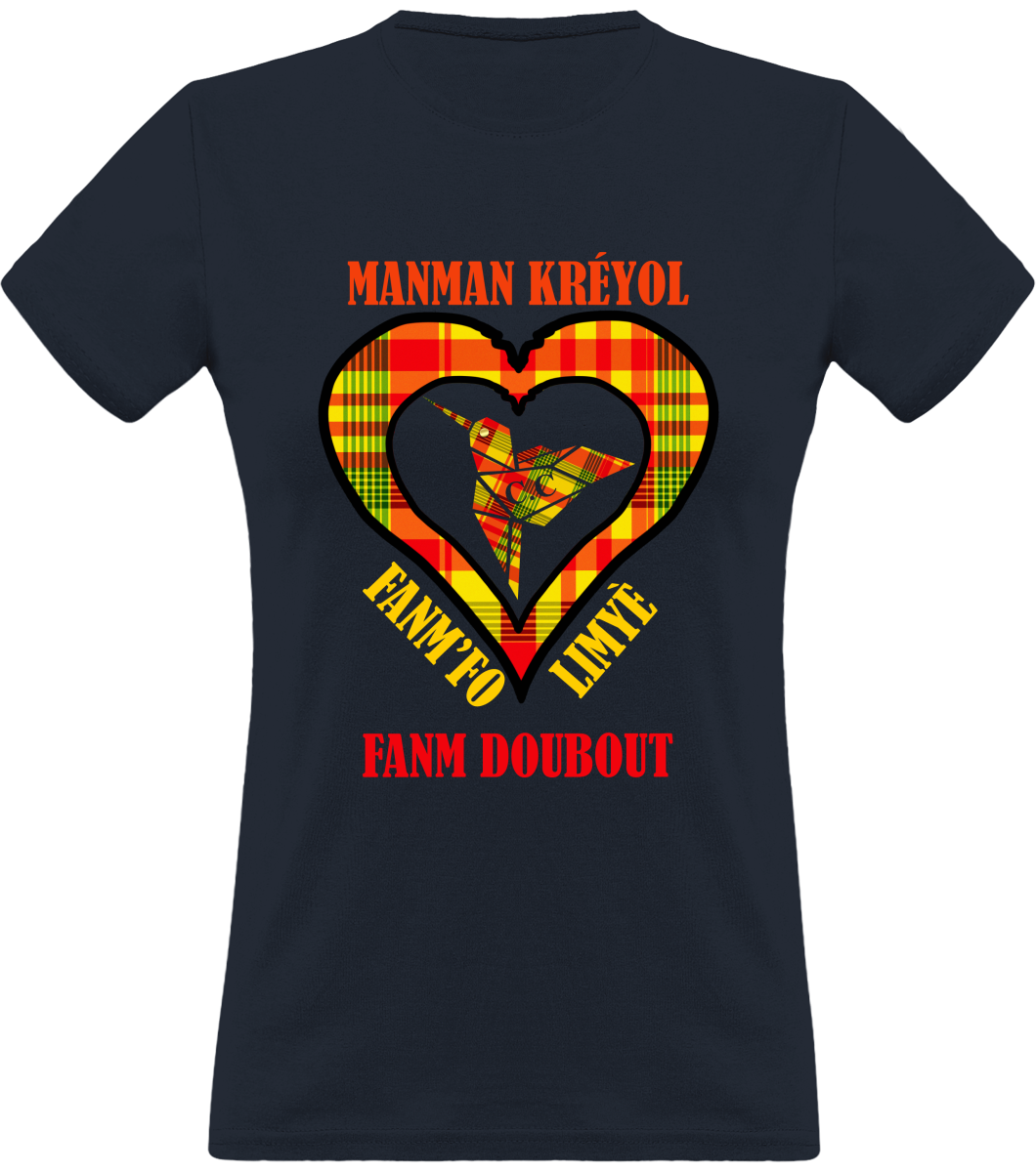 Colibri Madras Jon/Sunshine T-shirt Manman Kréyol Fanm fo
