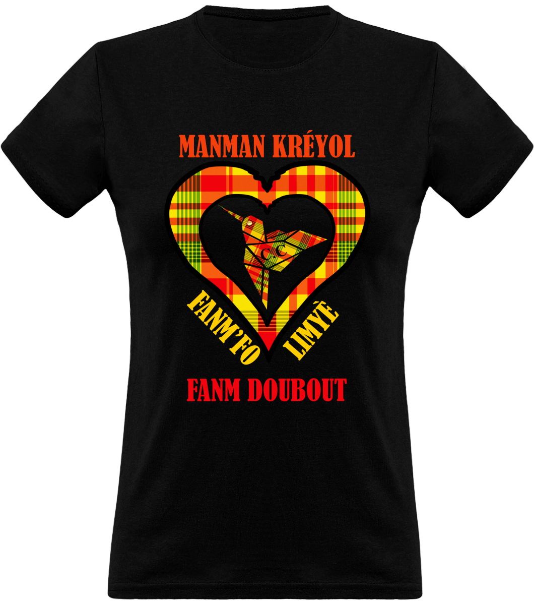 Colibri Madras Jon/Sunshine T-shirt Manman Kréyol Fanm fo