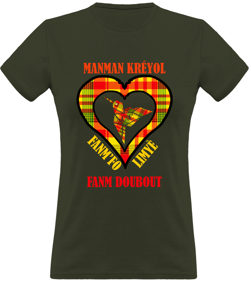 Colibri Madras Jon/Sunshine T-shirt Manman Kréyol Fanm fo