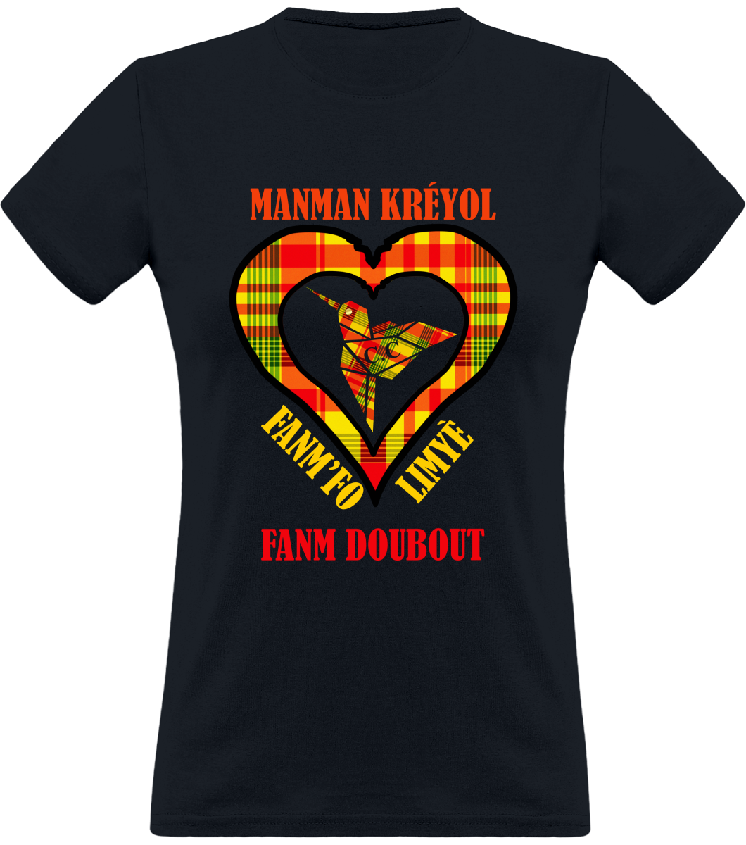 Colibri Madras Jon/Sunshine T-shirt Manman Kréyol Fanm fo