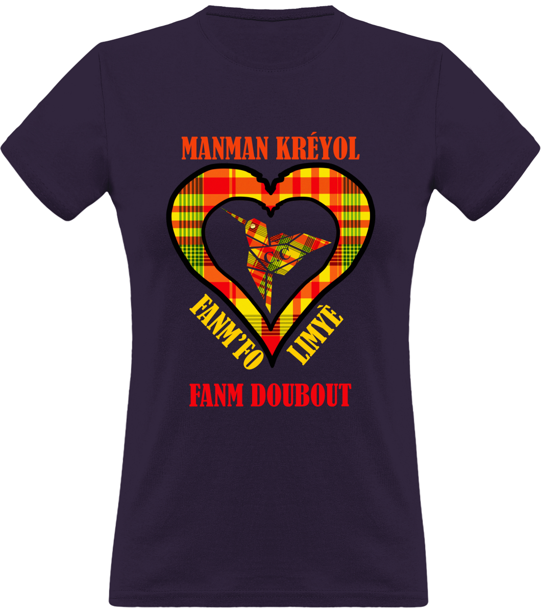 Colibri Madras Jon/Sunshine T-shirt Manman Kréyol Fanm fo