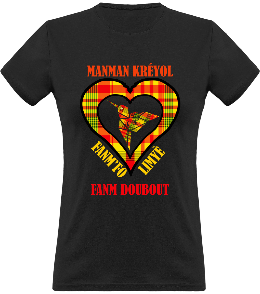 Colibri Madras Jon/Sunshine T-shirt Manman Kréyol Fanm fo