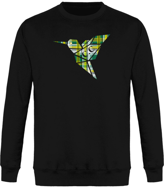 Sweat Col Rond Unisexe Colibri Madras vert