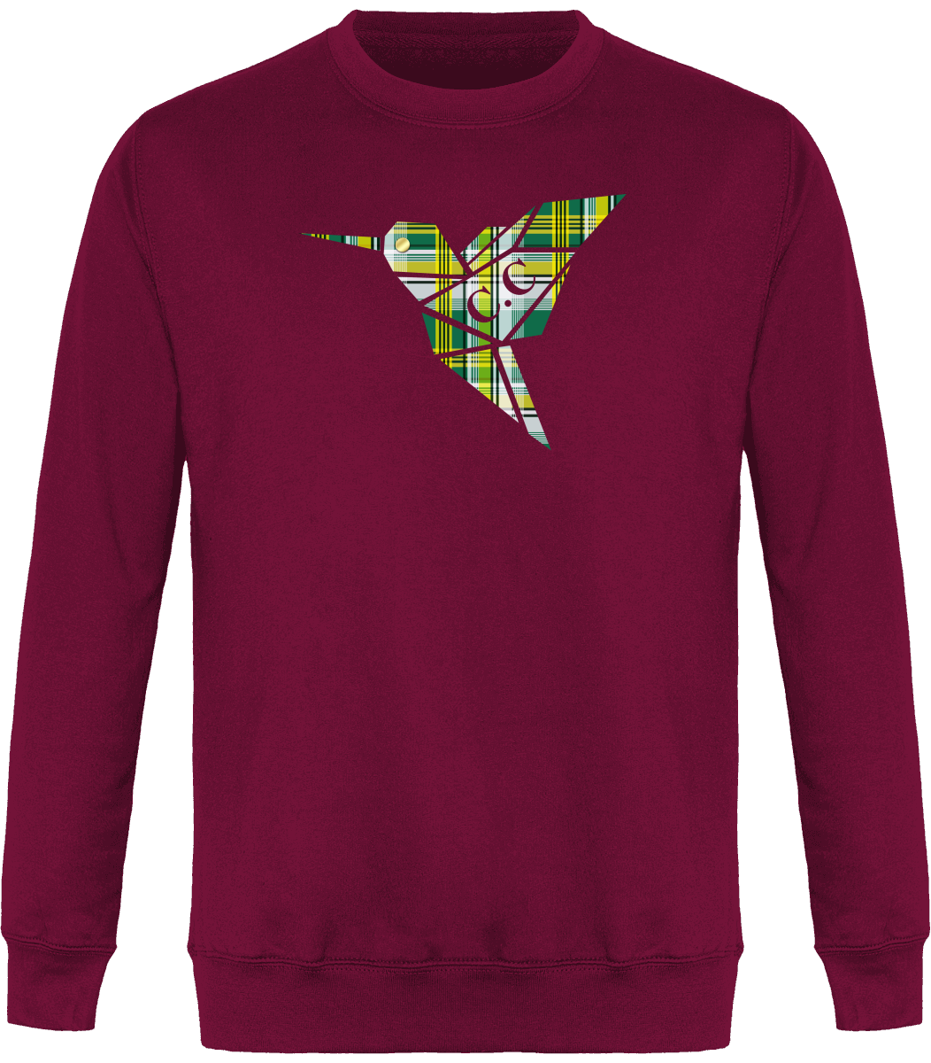 Sweat Col Rond Unisexe Colibri Madras vert