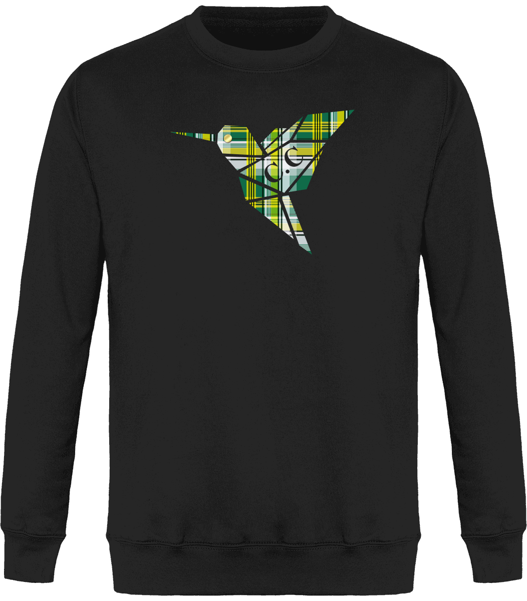 Sweat Col Rond Unisexe Colibri Madras vert