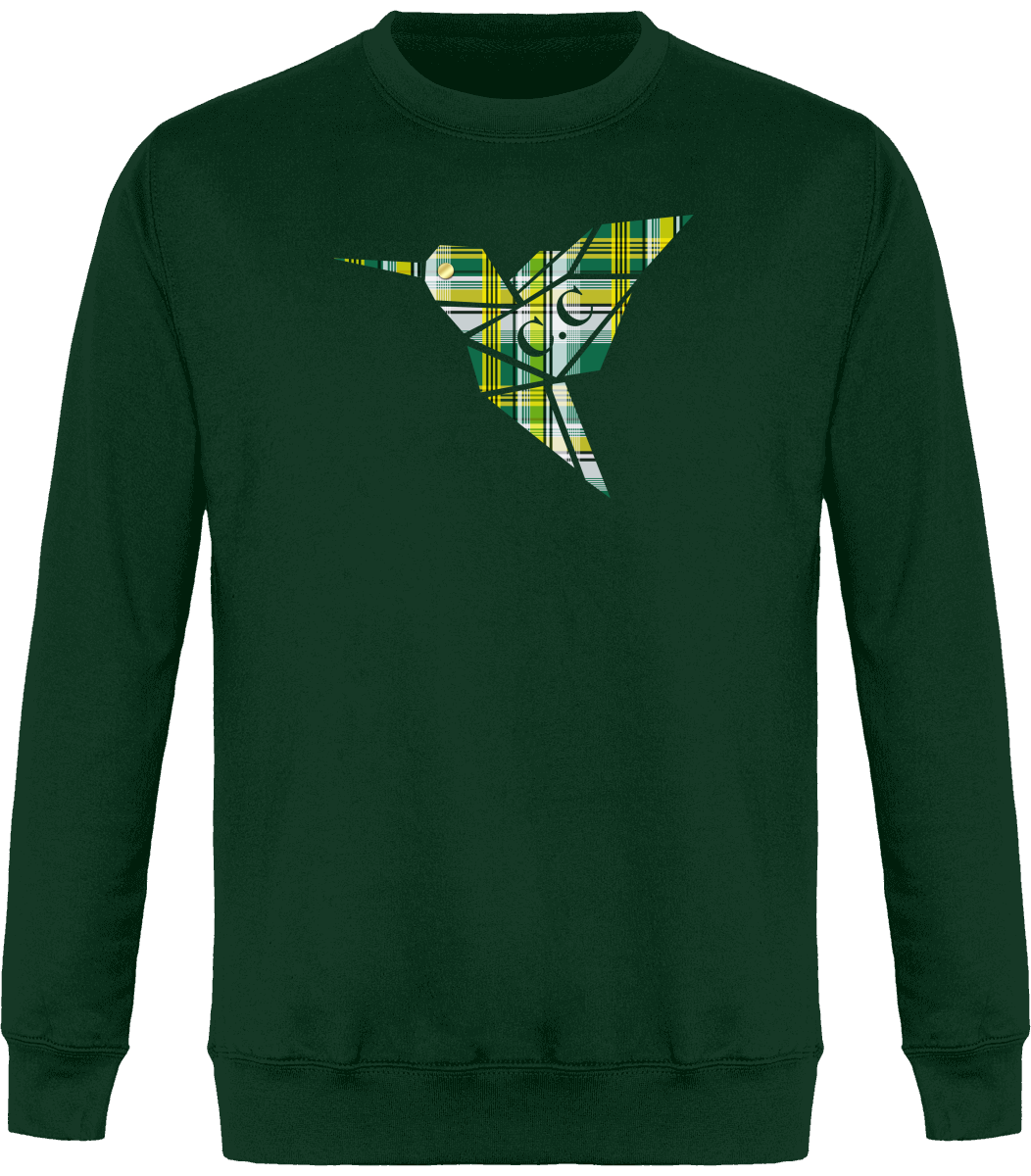 Sweat Col Rond Unisexe Colibri Madras vert