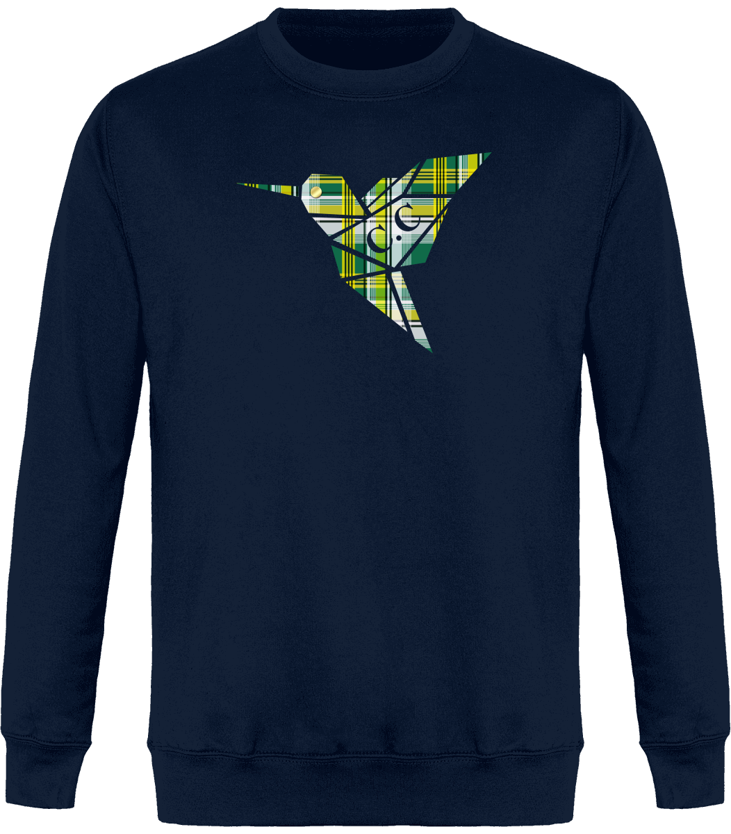 Sweat Col Rond Unisexe Colibri Madras vert