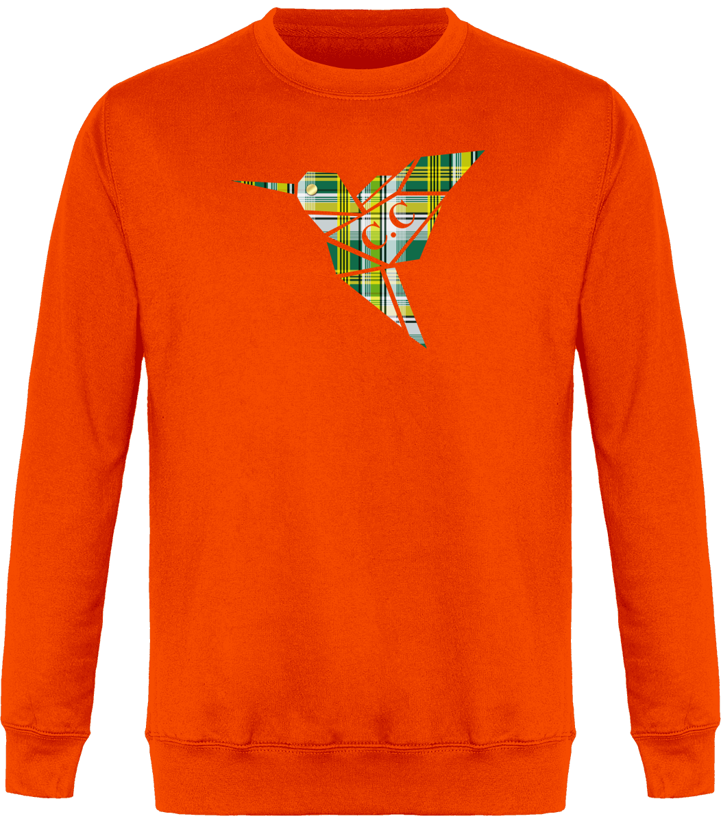 Sweat Col Rond Unisexe Colibri Madras vert