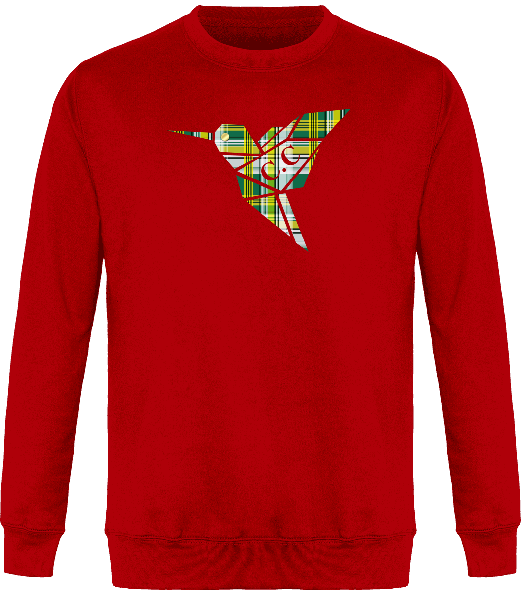 Sweat Col Rond Unisexe Colibri Madras vert