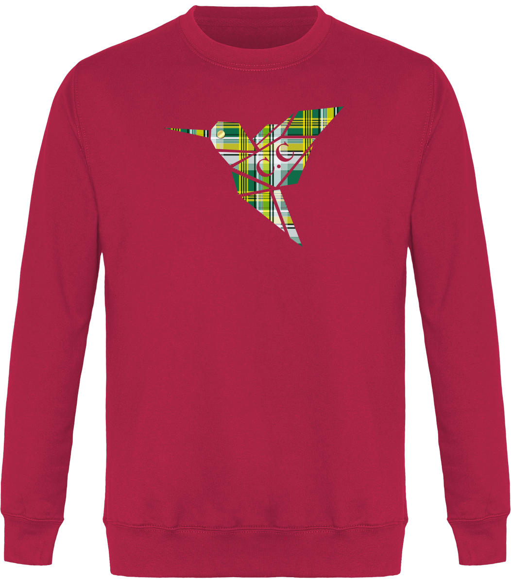 Sweat Col Rond Unisexe Colibri Madras vert
