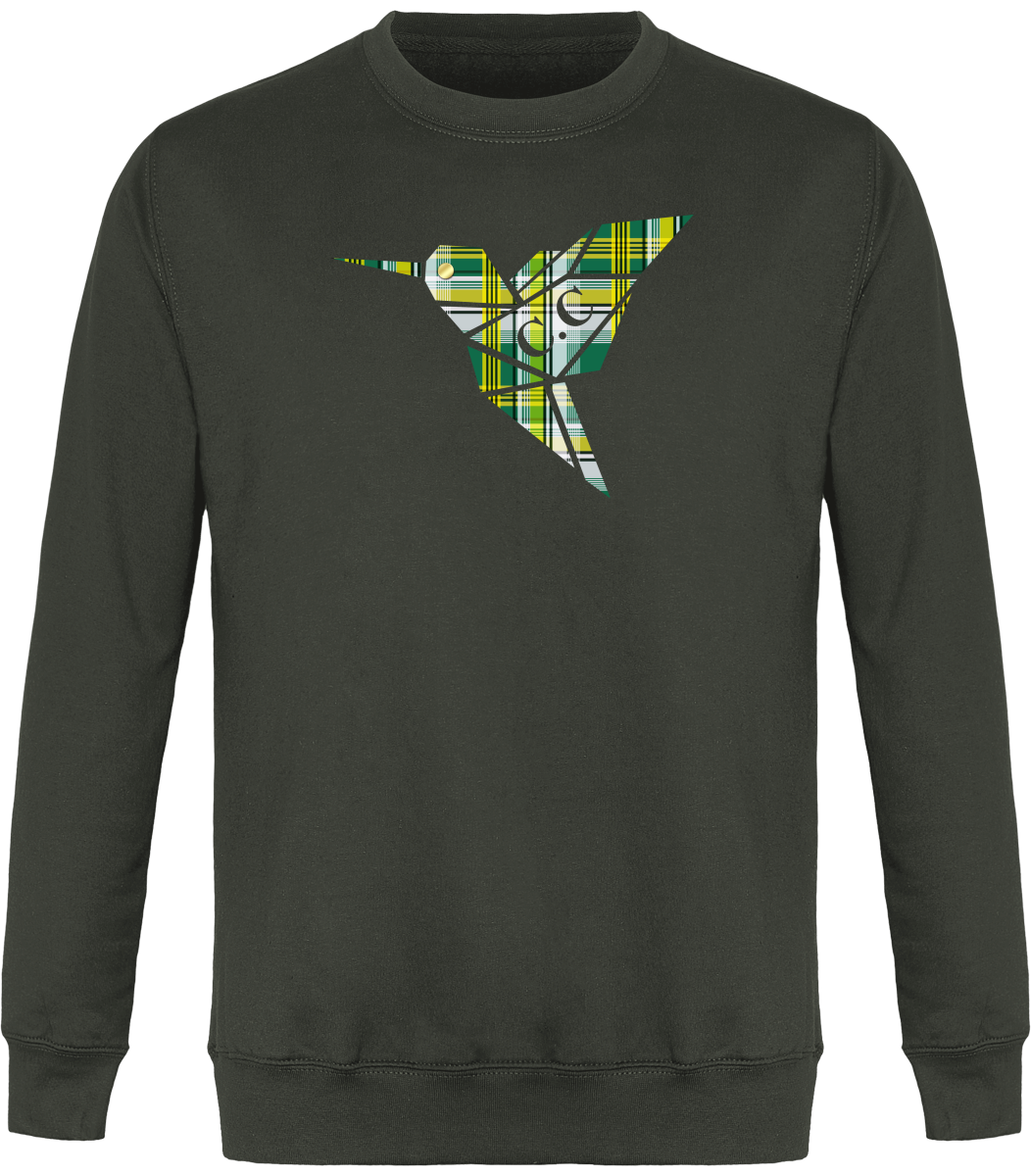 Sweat Col Rond Unisexe Colibri Madras vert