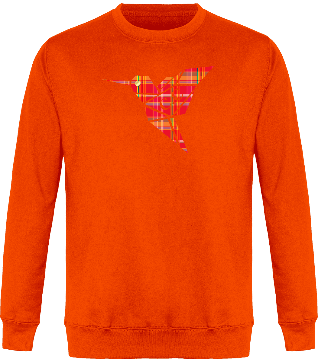 Sweat Col Rond Unisexe Colibri Madras Rouge