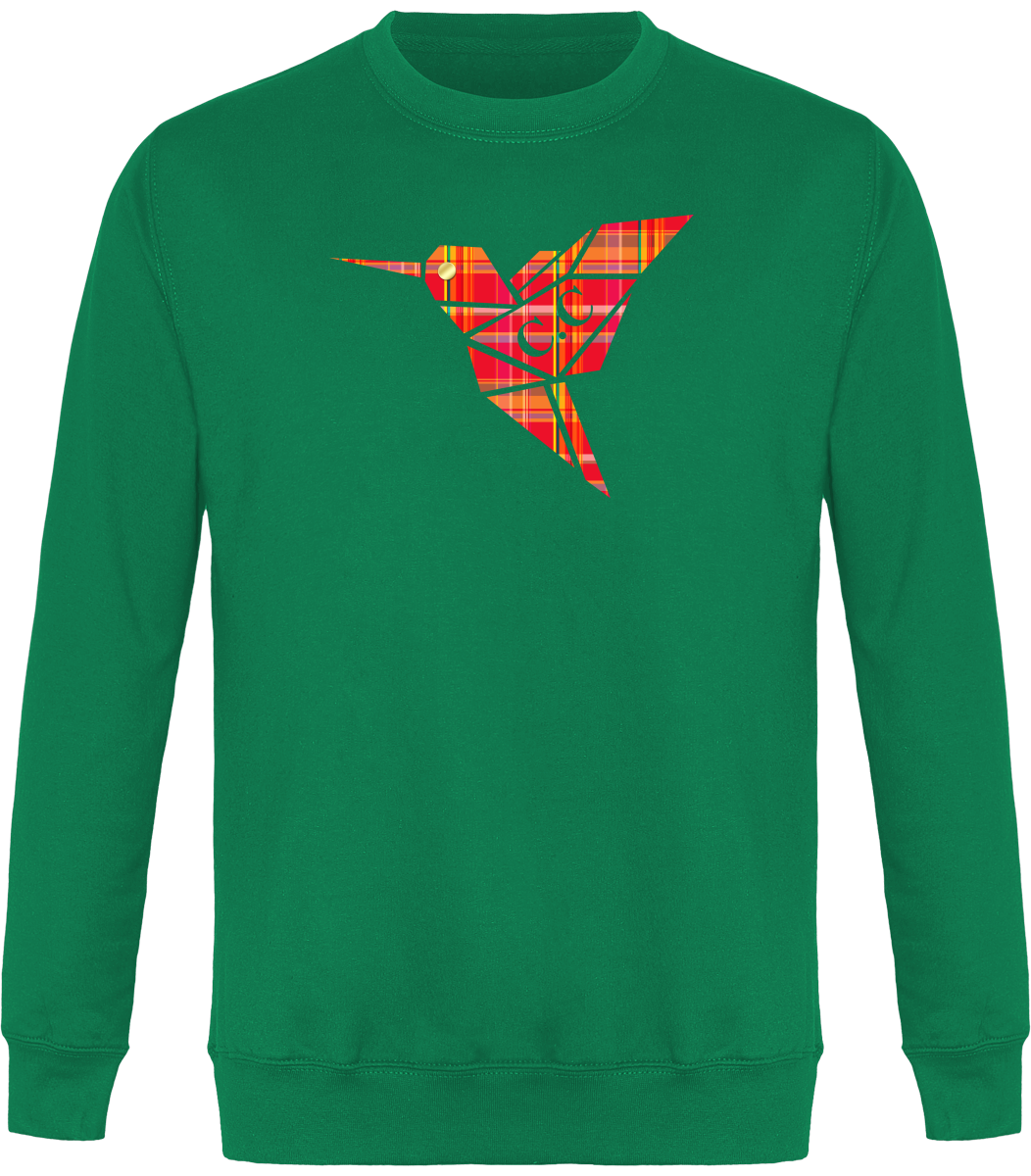 Sweat Col Rond Unisexe Colibri Madras Rouge