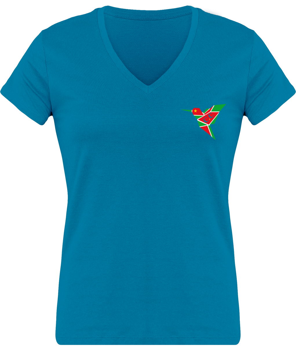 T-Shirt Femme moulant Col V, C.C GwadaStyl'