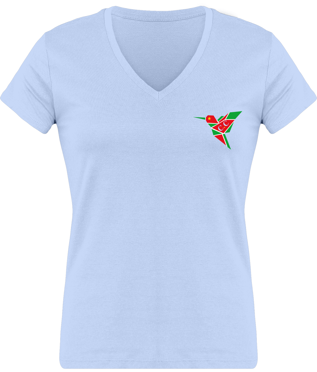 T-Shirt Femme moulant Col V, C.C GwadaStyl'