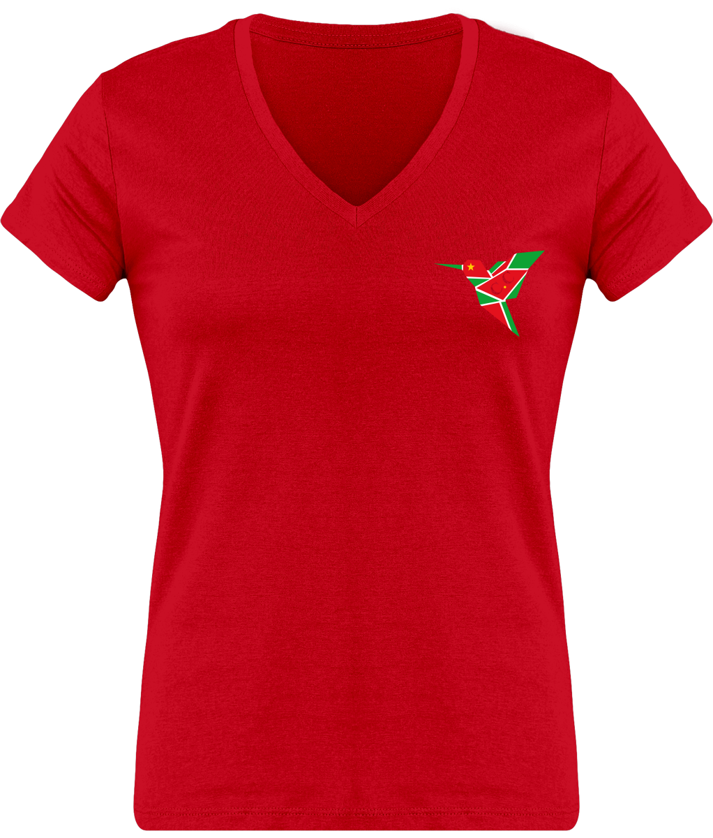 T-Shirt Femme moulant Col V, C.C GwadaStyl'