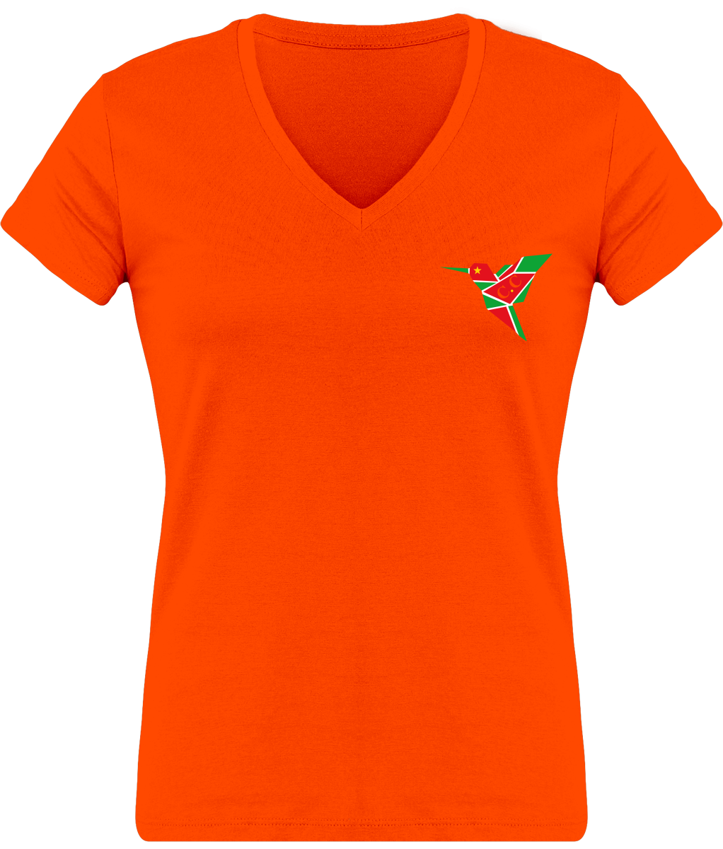 T-Shirt Femme moulant Col V, C.C GwadaStyl'
