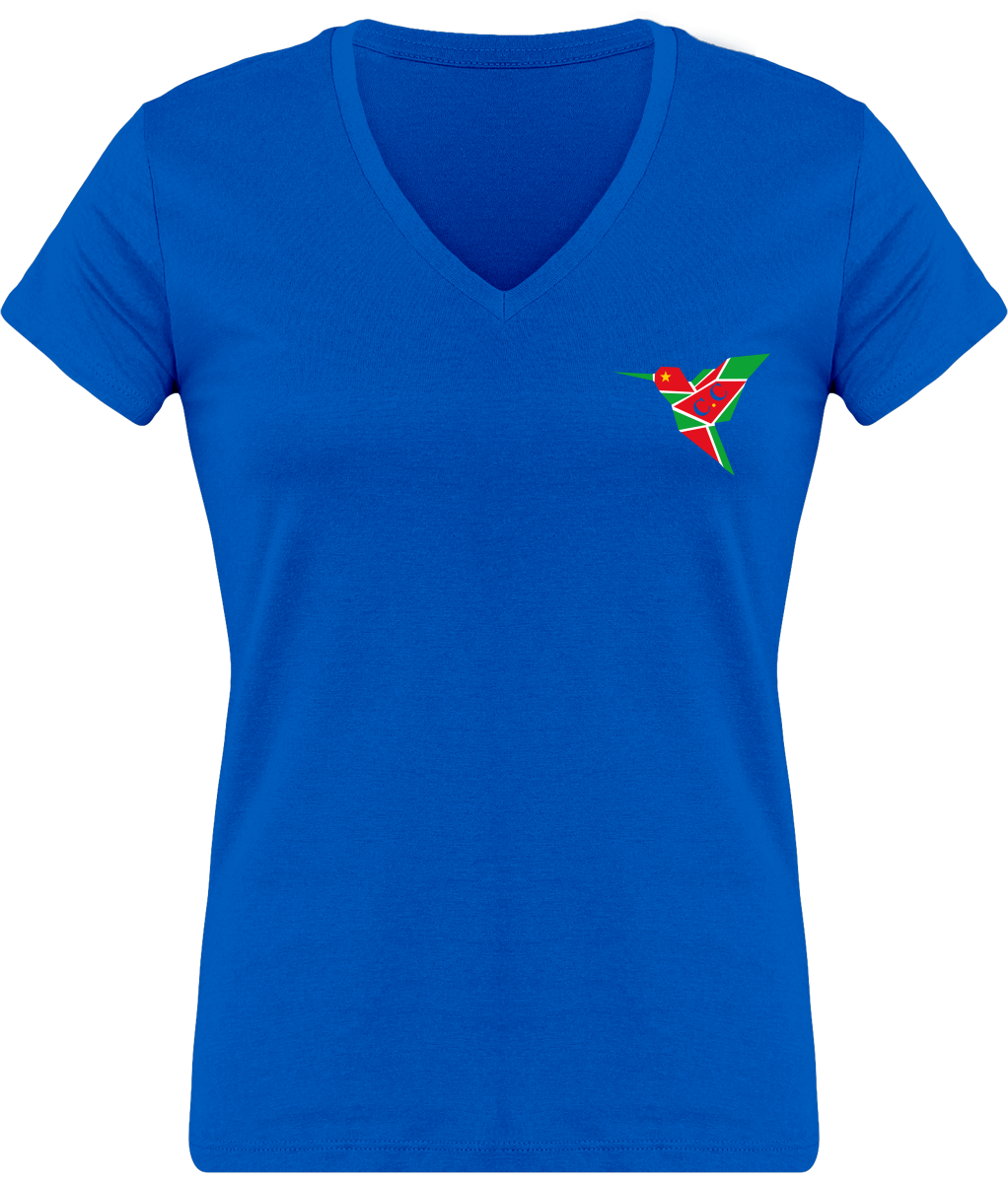 T-Shirt Femme moulant Col V, C.C GwadaStyl'