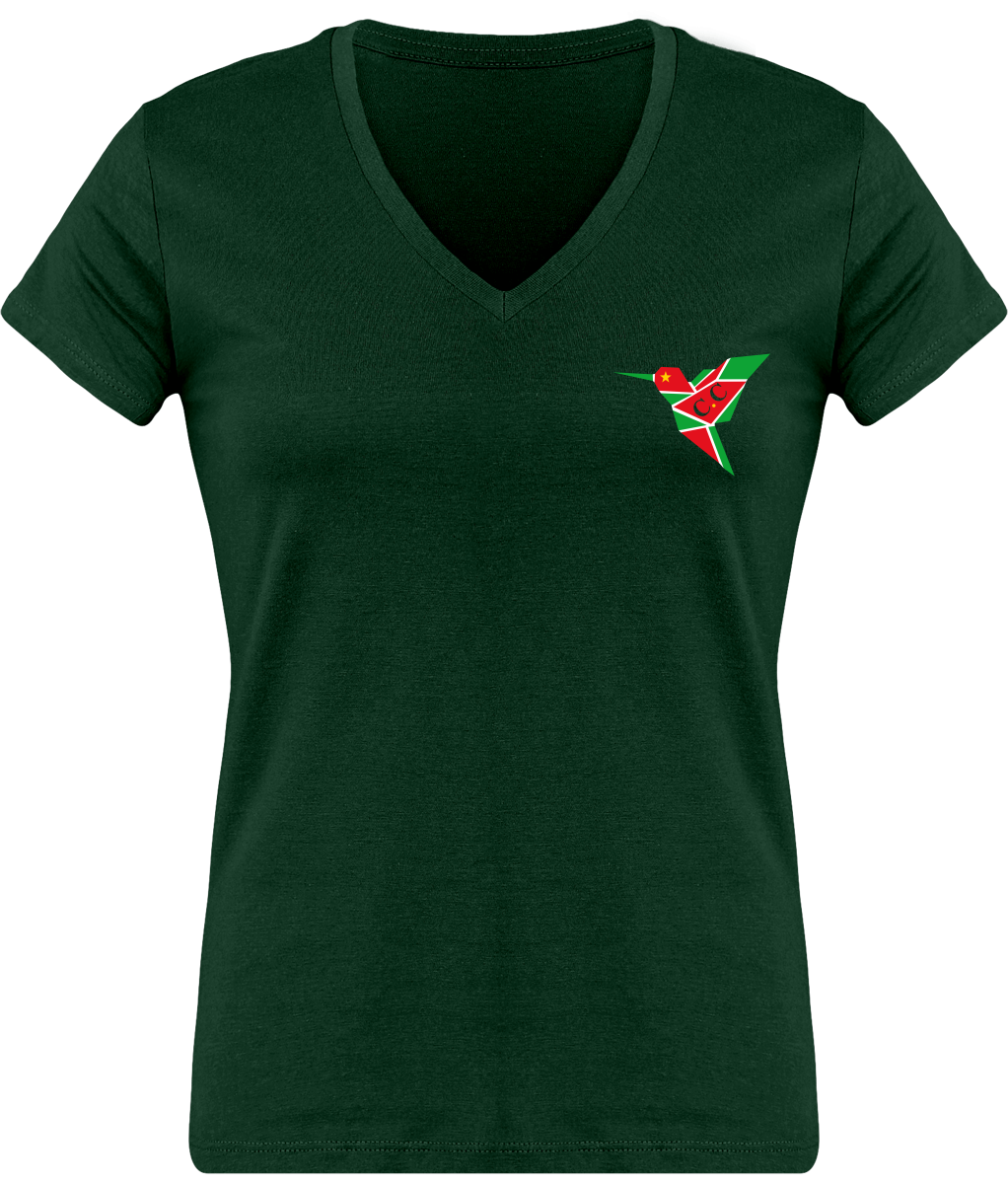 T-Shirt Femme moulant Col V, C.C GwadaStyl'