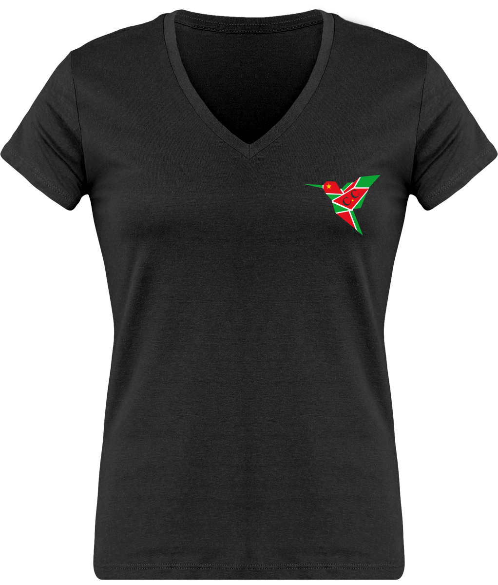 T-Shirt Femme moulant Col V, C.C GwadaStyl'