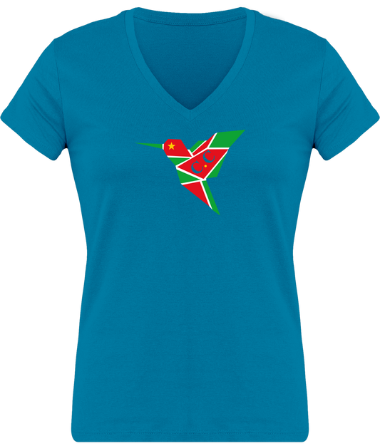 T-Shirt Femme moulant Col V, C.C GwadaStyl'