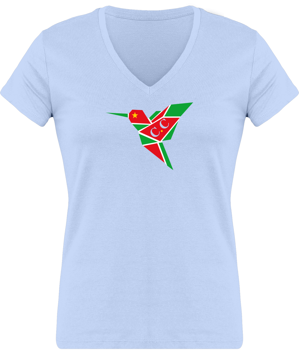 T-Shirt Femme moulant Col V, C.C GwadaStyl'