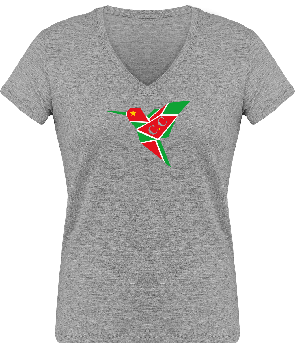 T-Shirt Femme moulant Col V, C.C GwadaStyl'