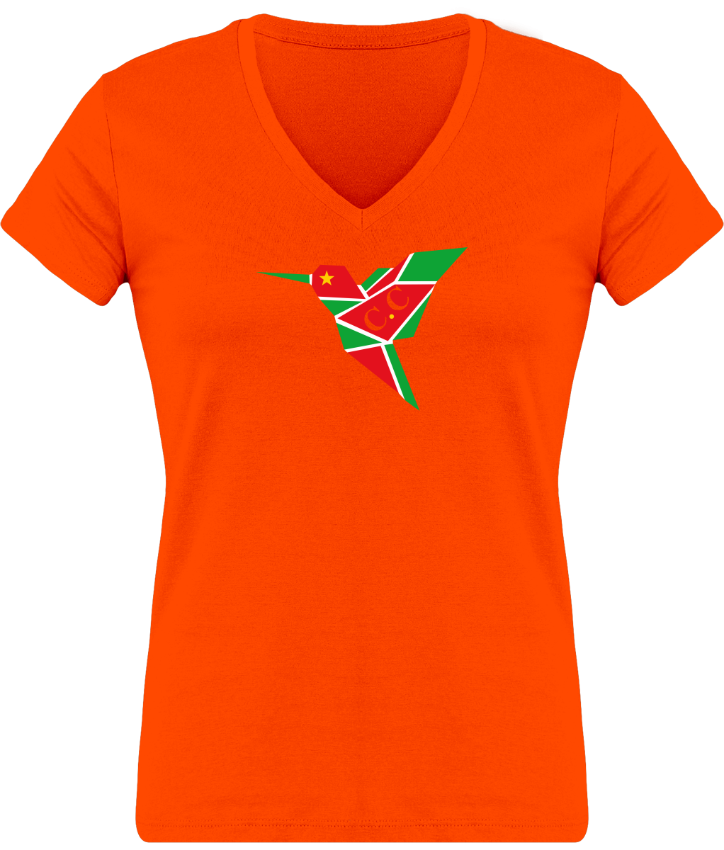 T-Shirt Femme moulant Col V, C.C GwadaStyl'